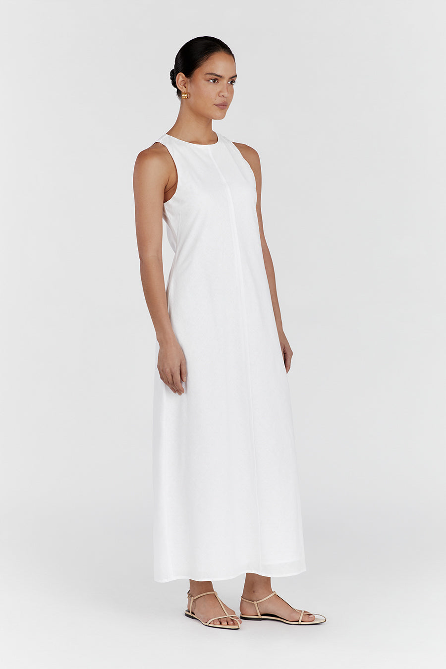 HARRIS WHITE LINEN MIDI DRESS