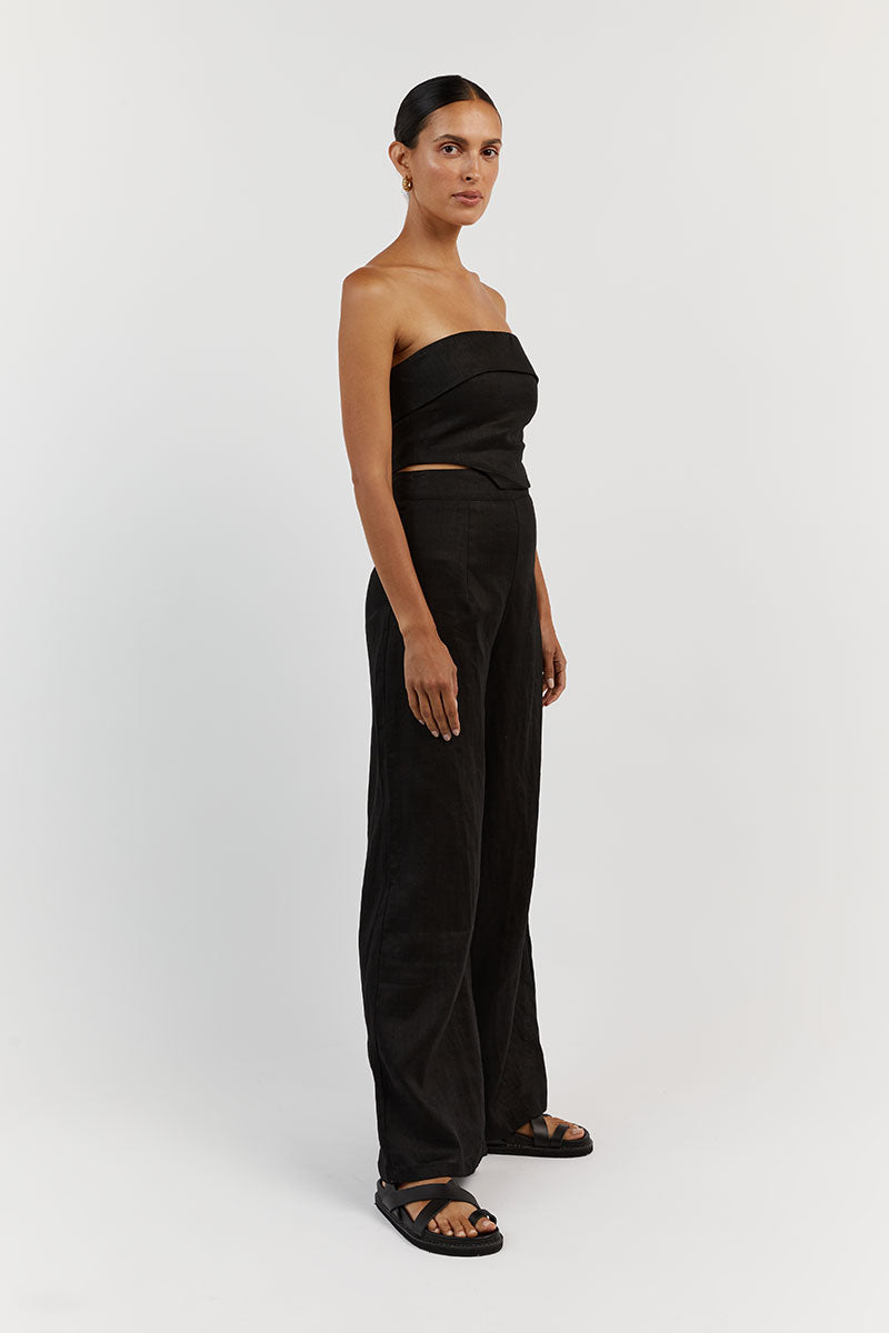 LILY BLACK LINEN CORSET