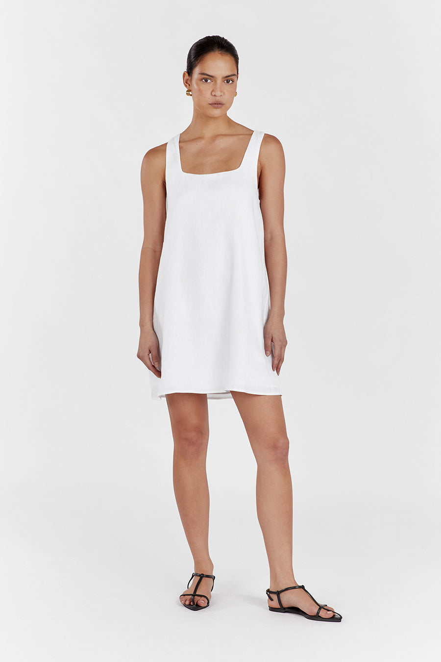 SHANNON WHITE LINEN MINI DRESS