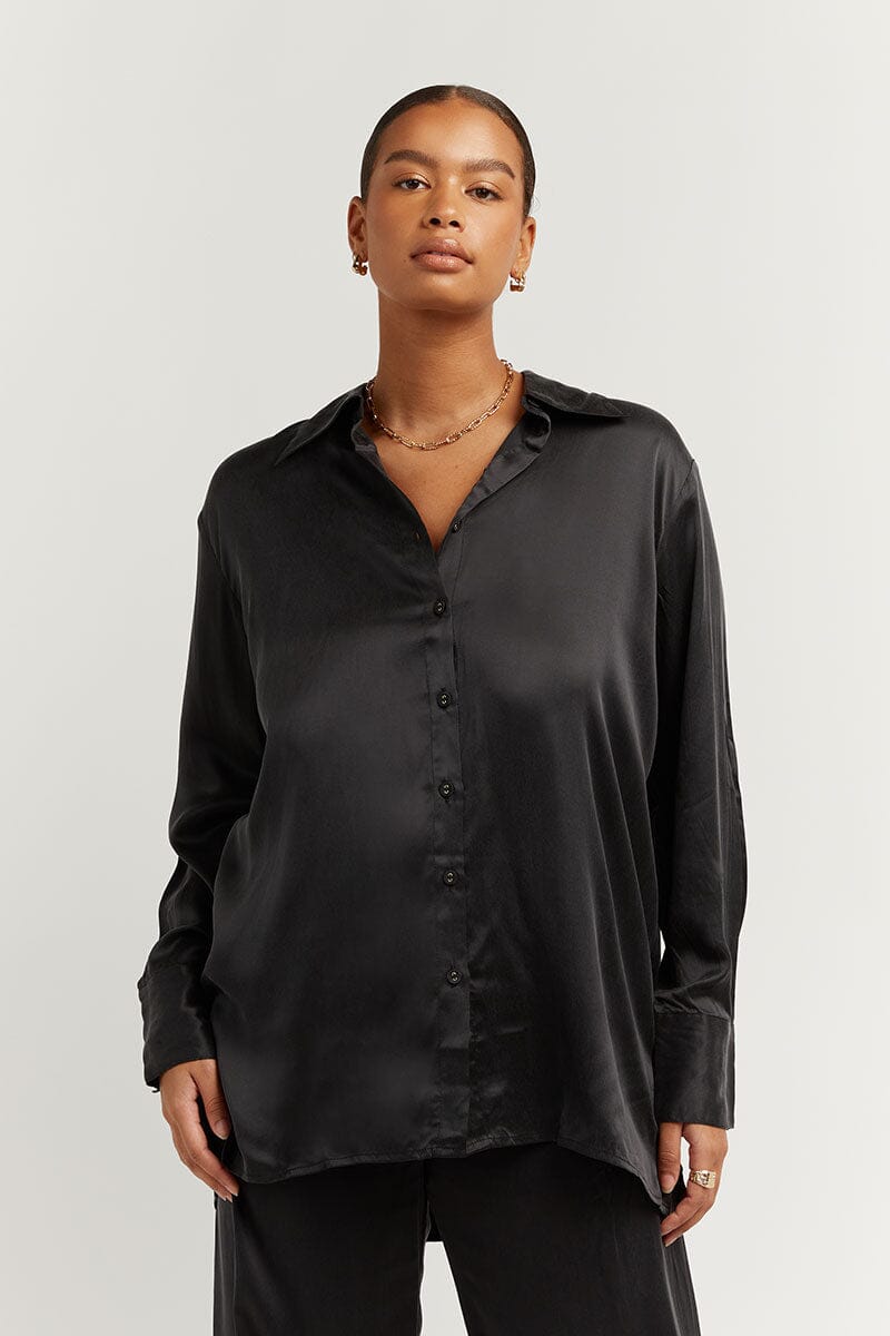 EVANS BLACK SILK SHIRT