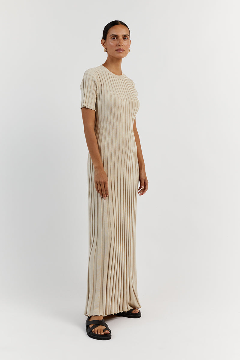 ADA STONE SHORT SLEEVE MIDI DRESS