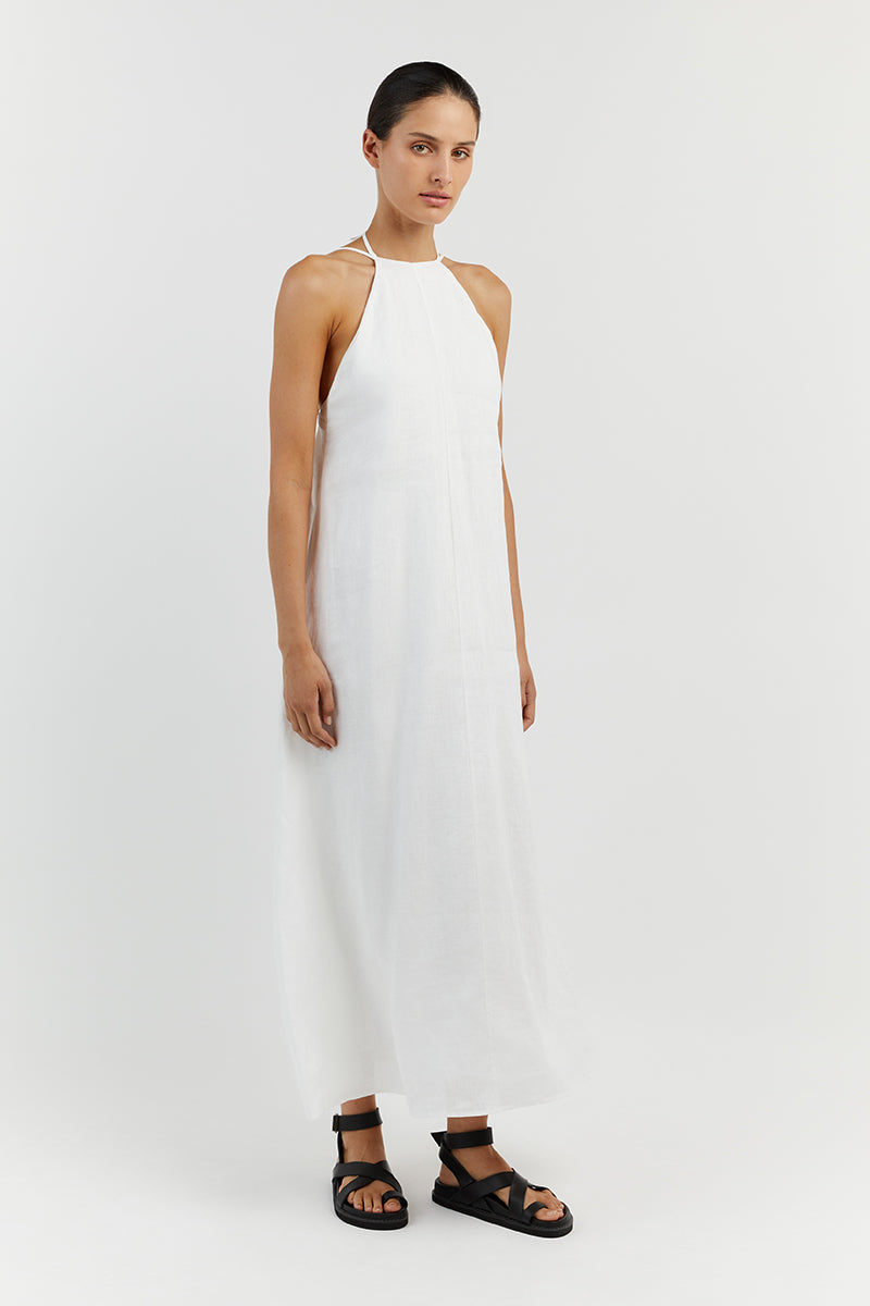 BREE WHITE LINEN MAXI DRESS