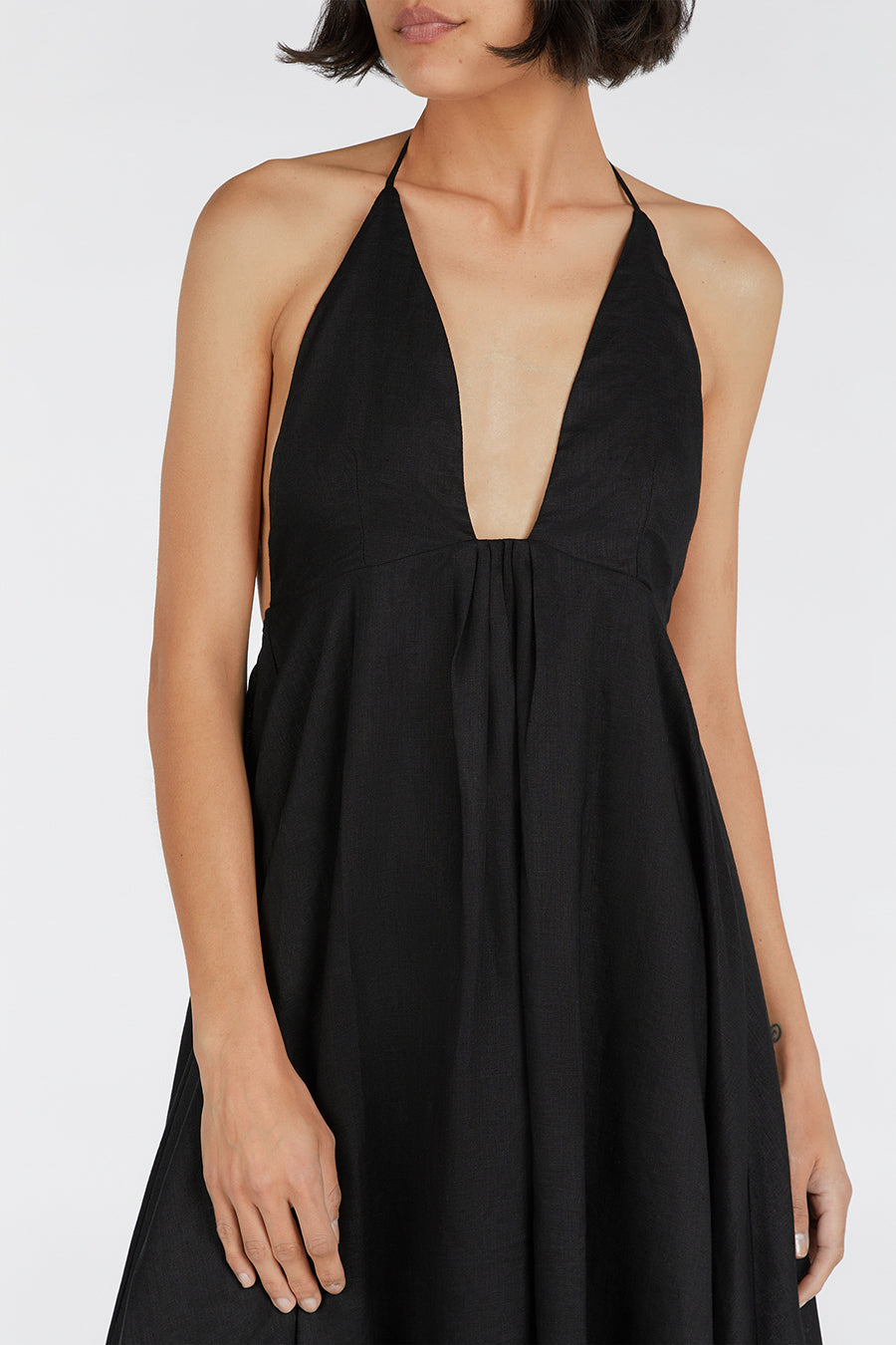 SICILY BLACK LINEN MAXI DRESS
