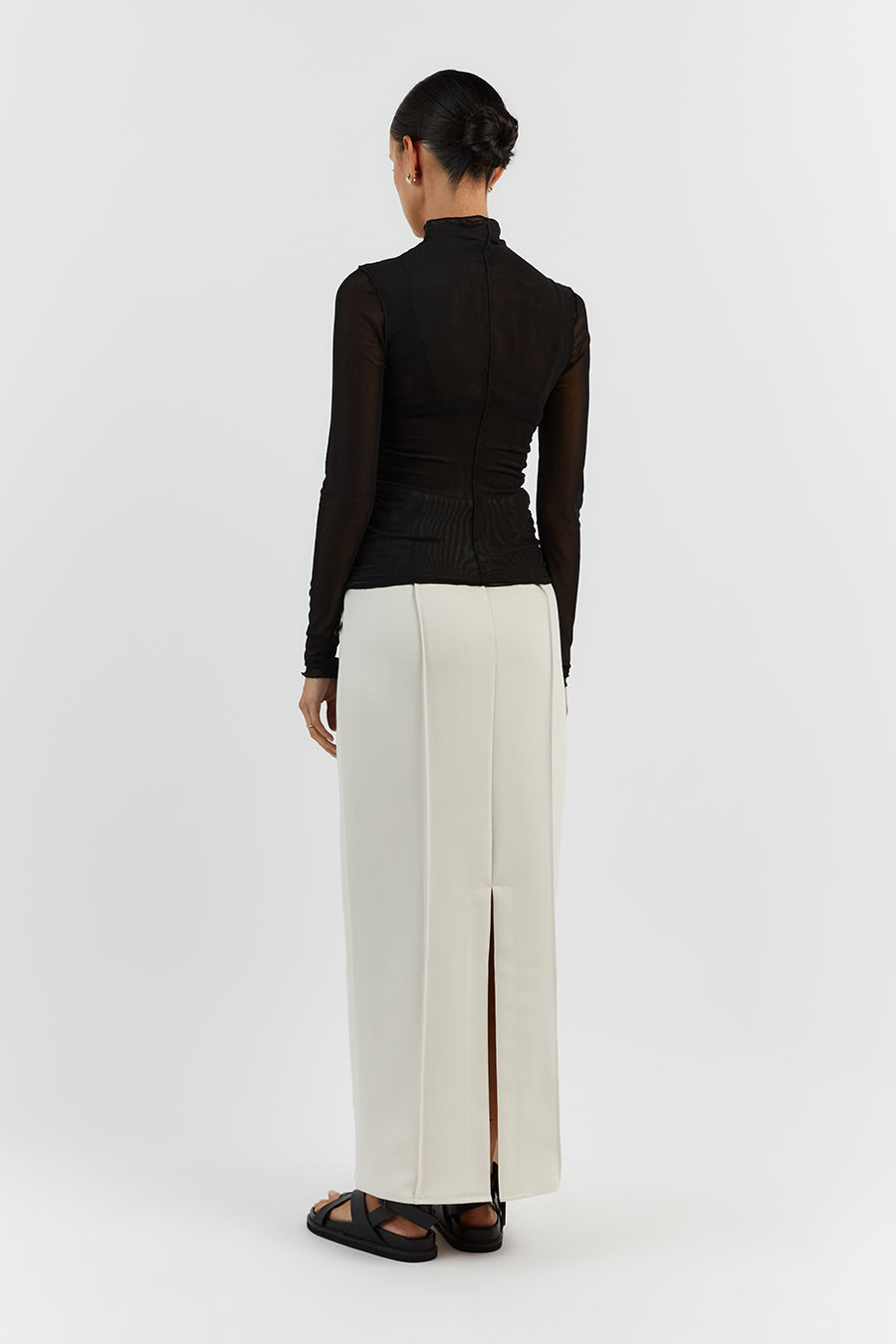 JAGGER BLACK MESH LONG SLEEVE TOP