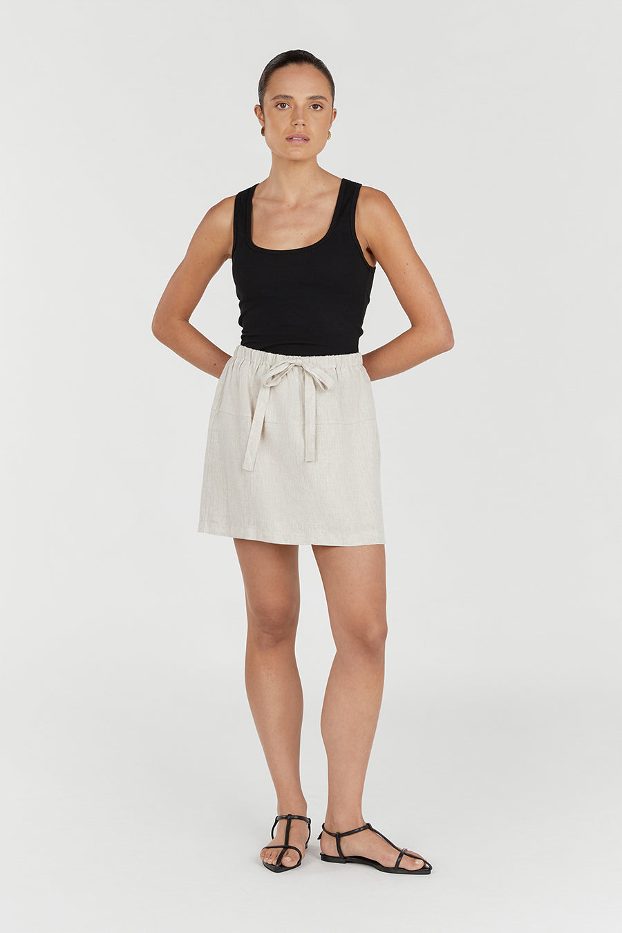 GINGER NATURAL LINEN MINI SKIRT