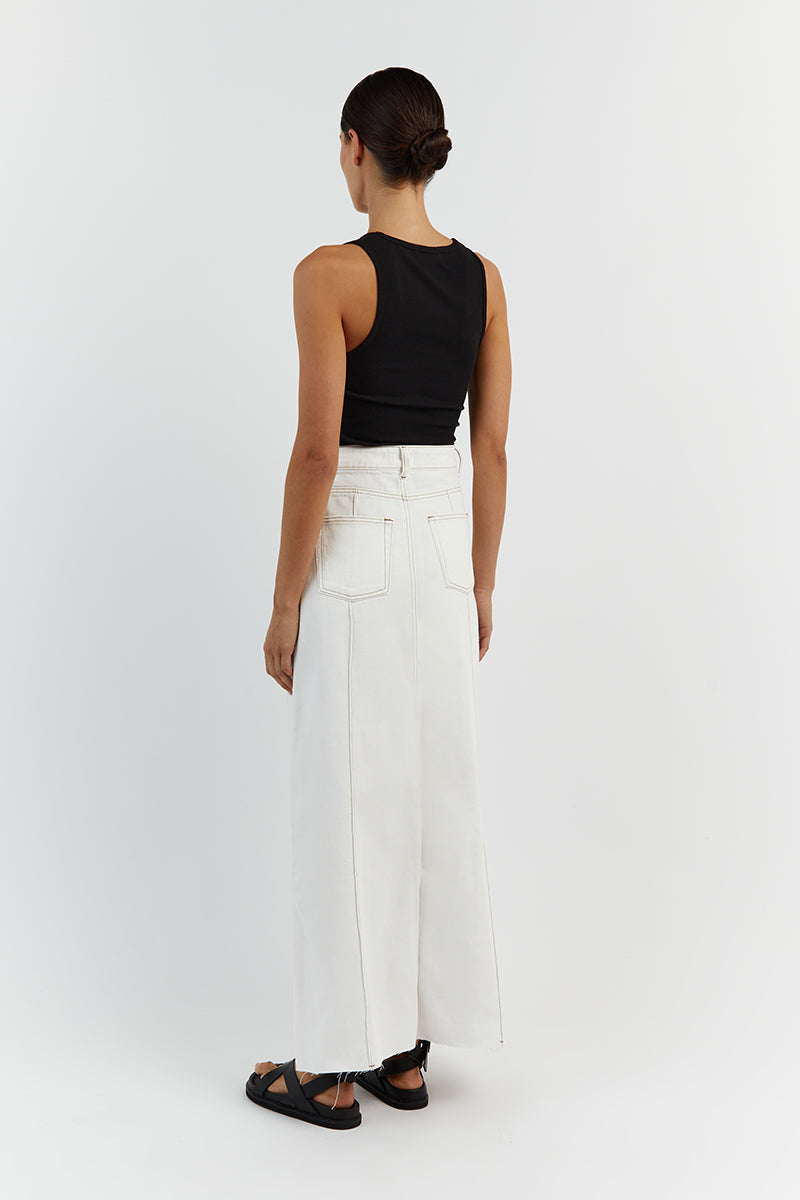 DELLA OFF WHITE COLUMN DENIM SKIRT