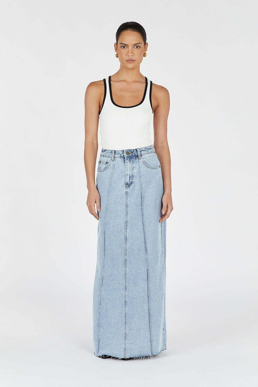 DELLA BLUE COLUMN DENIM SKIRT