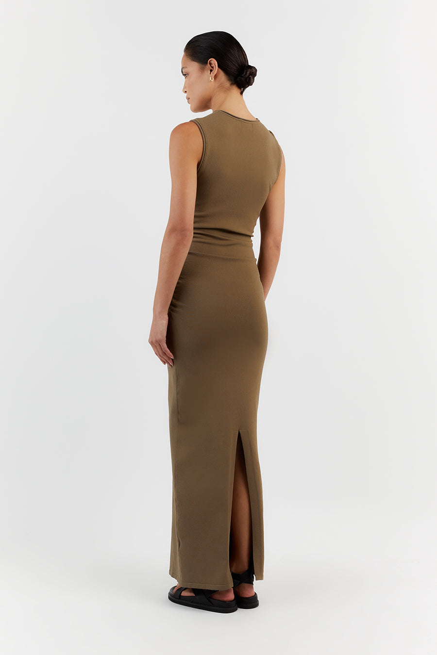 ROMY KHAKI SLEEVELESS MAXI DRESS