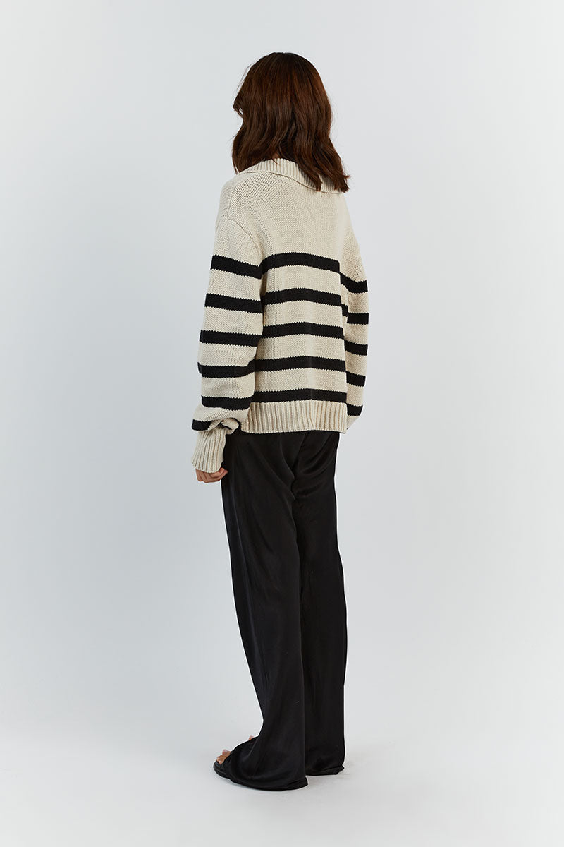 COLBIE BLACK AND STONE KNIT JUMPER