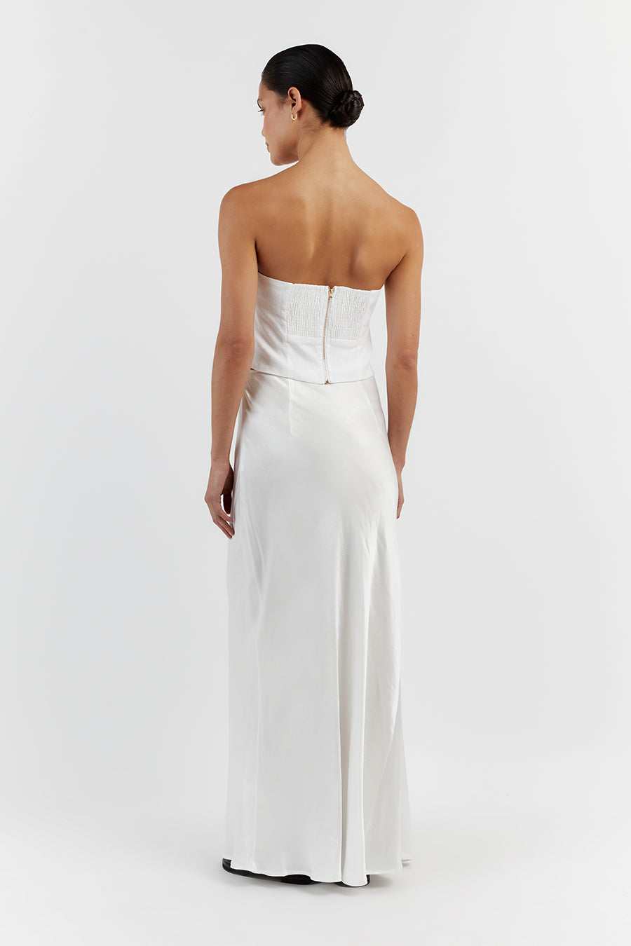 LILY WHITE LINEN STRAPLESS TOP