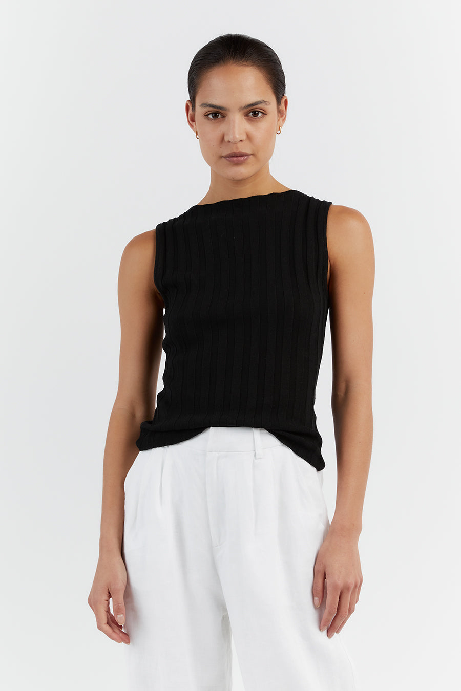 GOLDIE BLACK BOAT NECK TANK