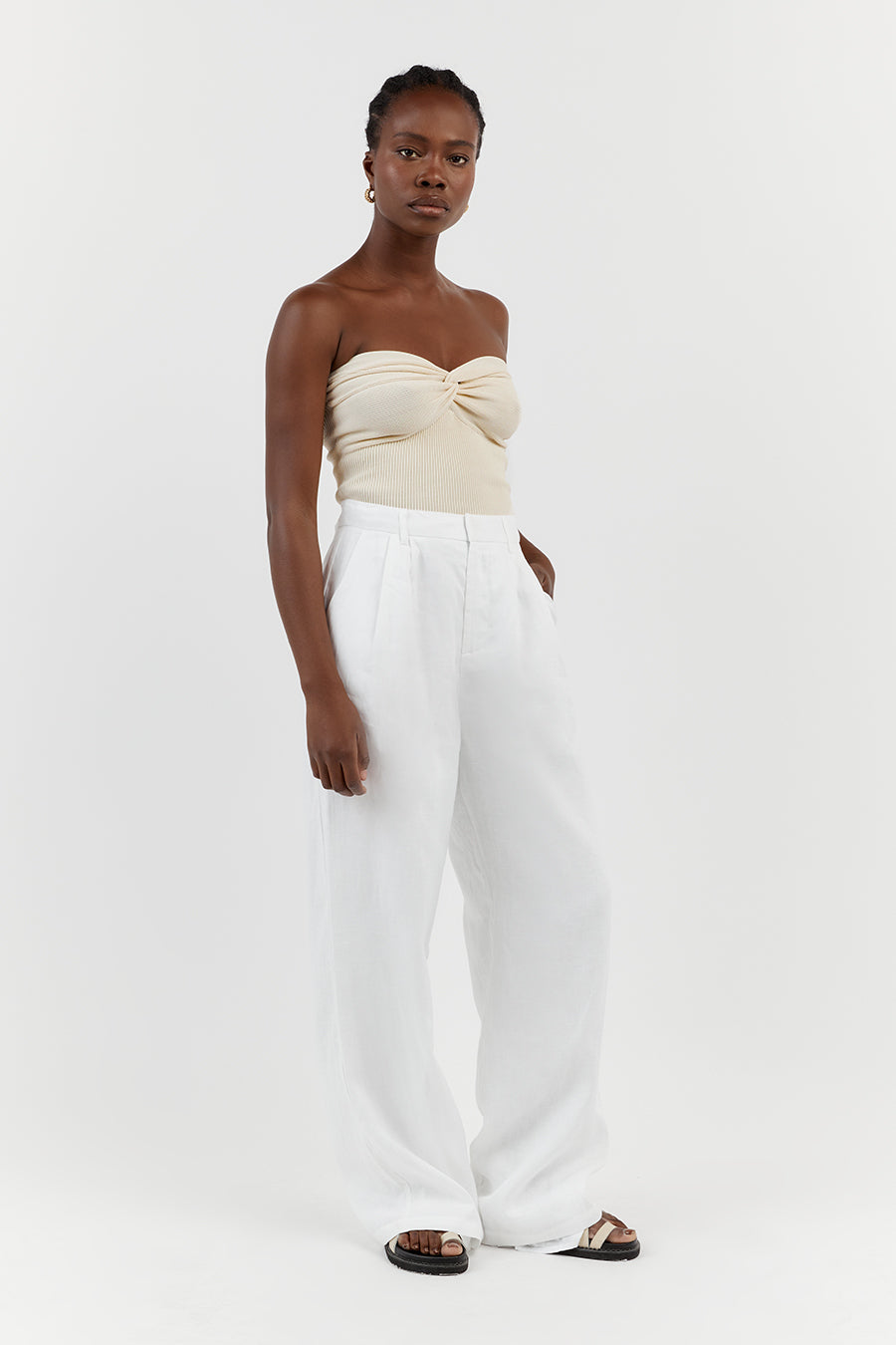 ANIKA TWISTED CREAM KNIT TOP