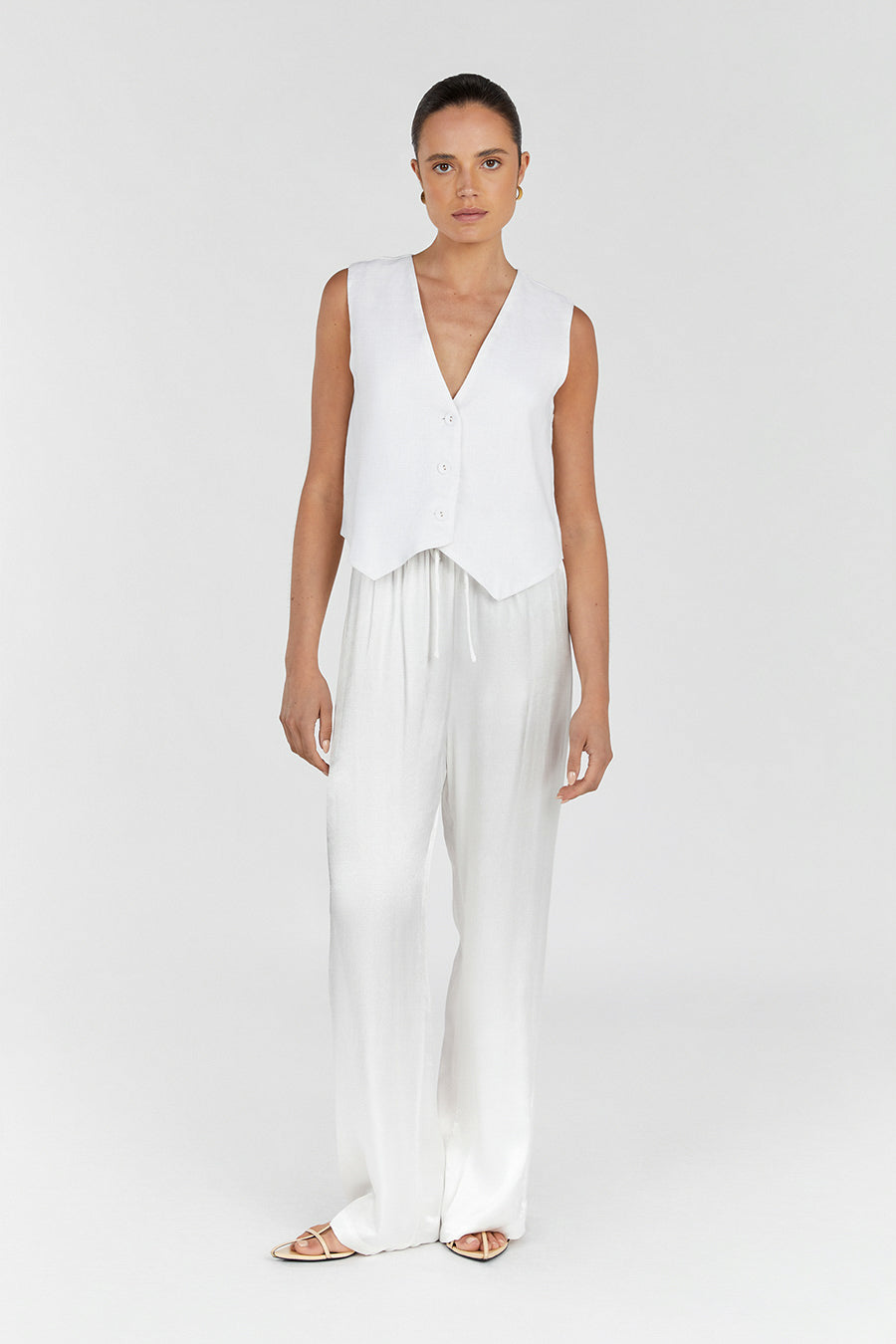 MYA WHITE SATIN PANT