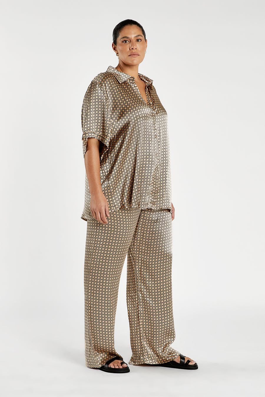 LOU SWIRL SATIN DRAWSTRING PANT