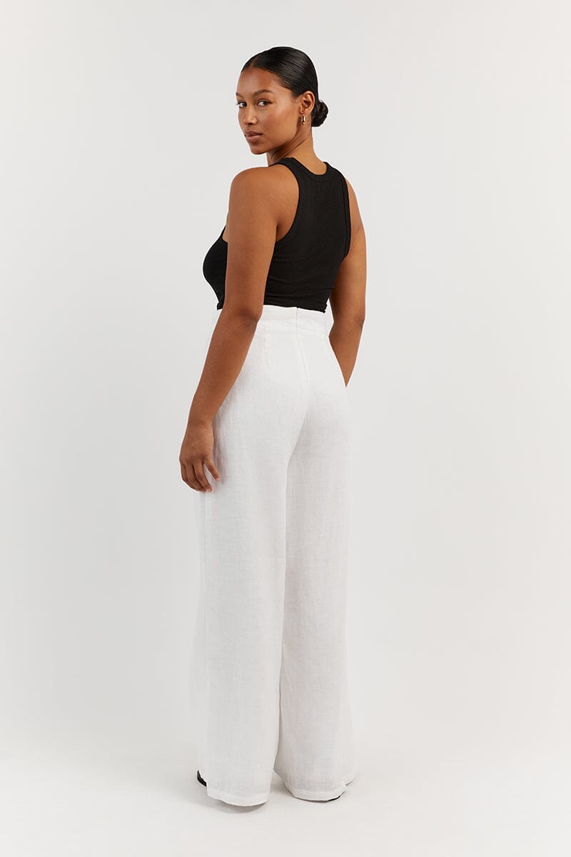 FLICK WHITE LINEN PANT