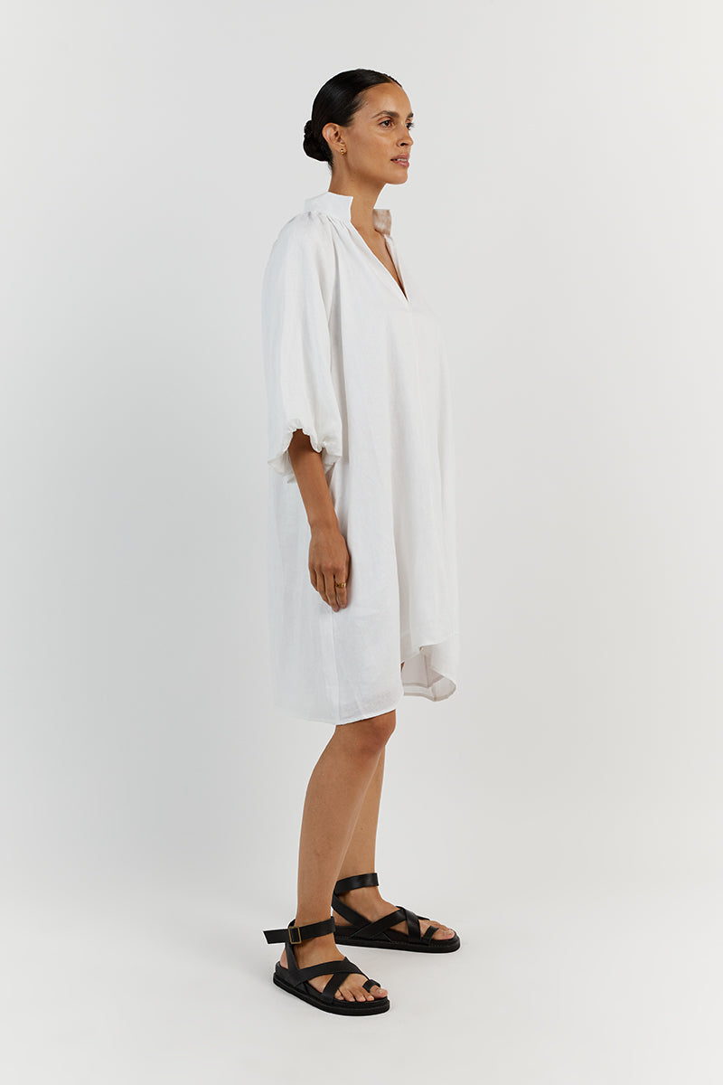 MATHER WHITE LINEN SMOCK DRESS