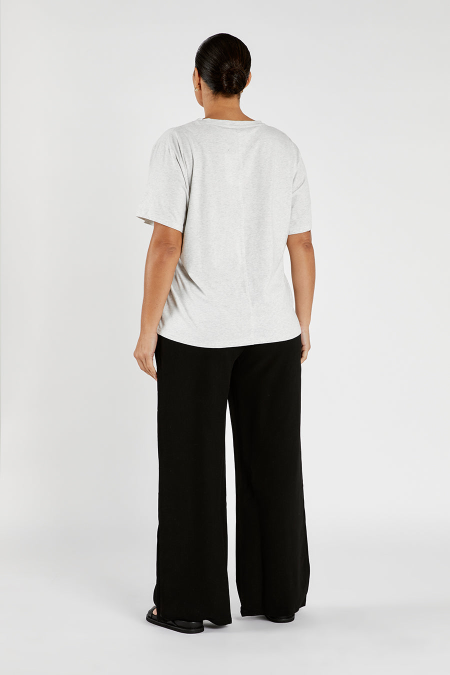 CHARLOTTE GREY MARLE CREW NECK TEE