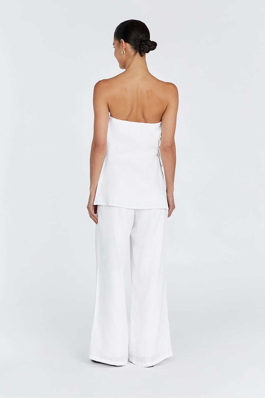 TORI WHITE LINEN STRAPLESS TOP