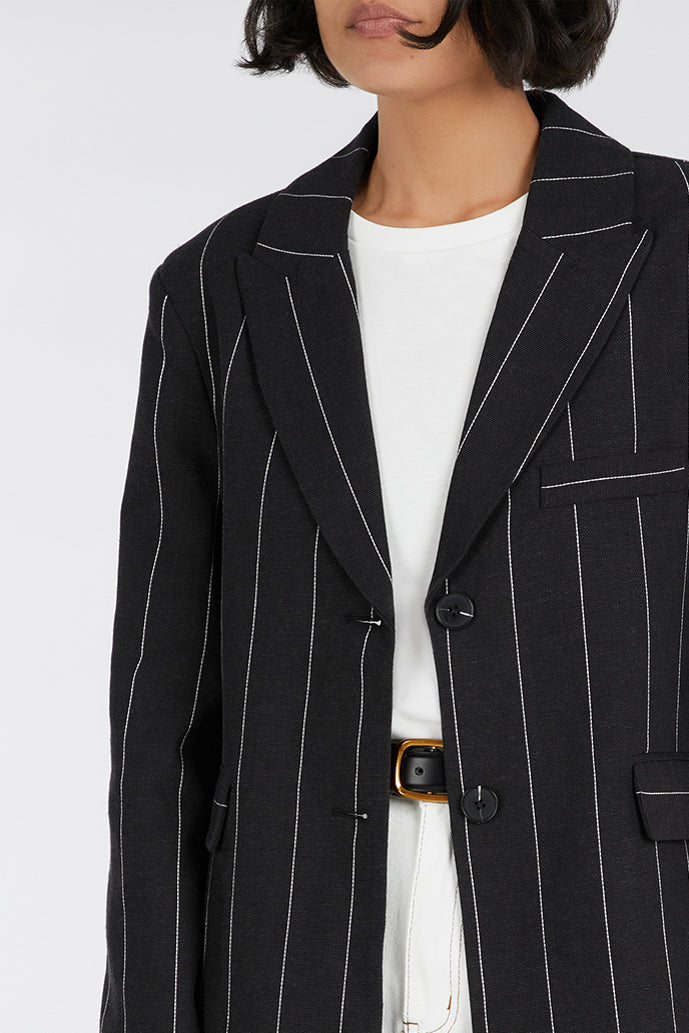 AVA BLACK PINSTRIPE BLAZER