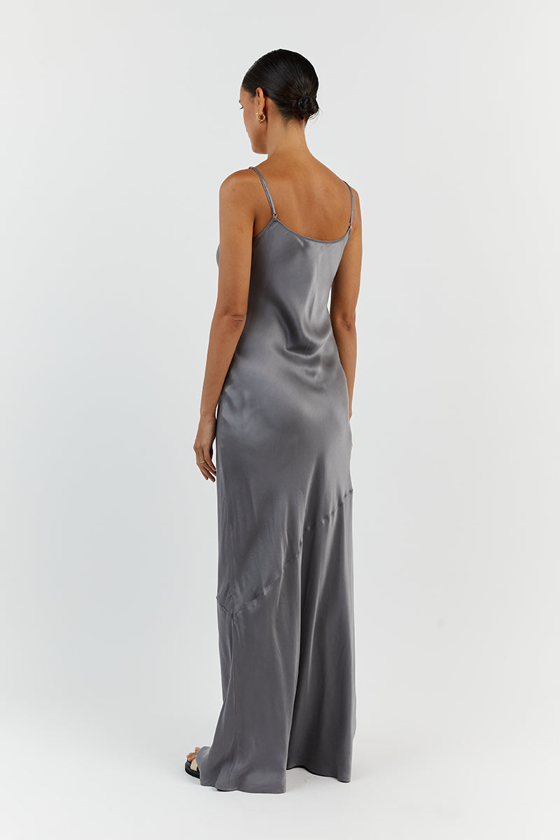 LAYLA CHARCOAL SILK MAXI DRESS