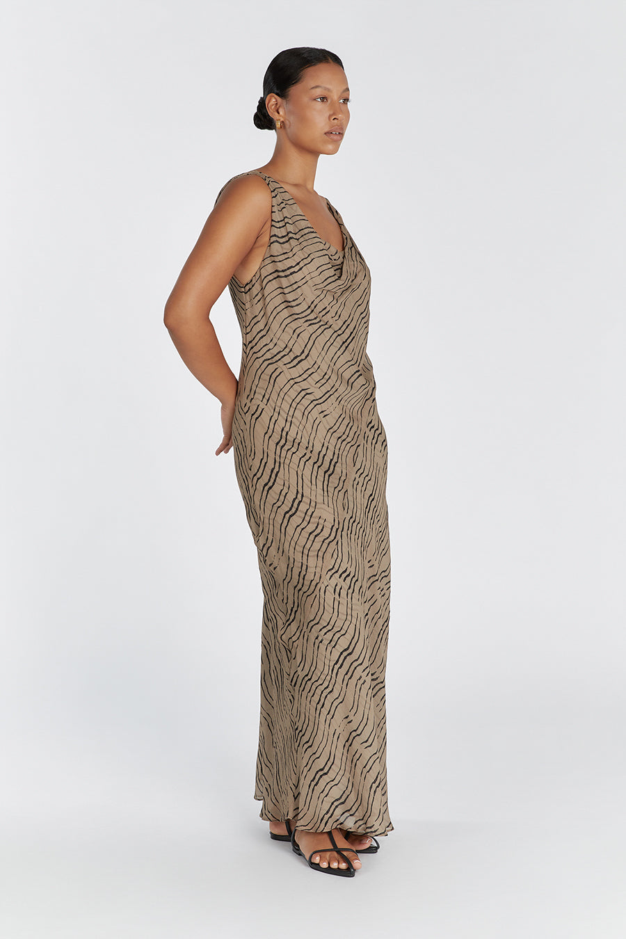 CLAIR CHOC COWL NECK MAXI DRESS