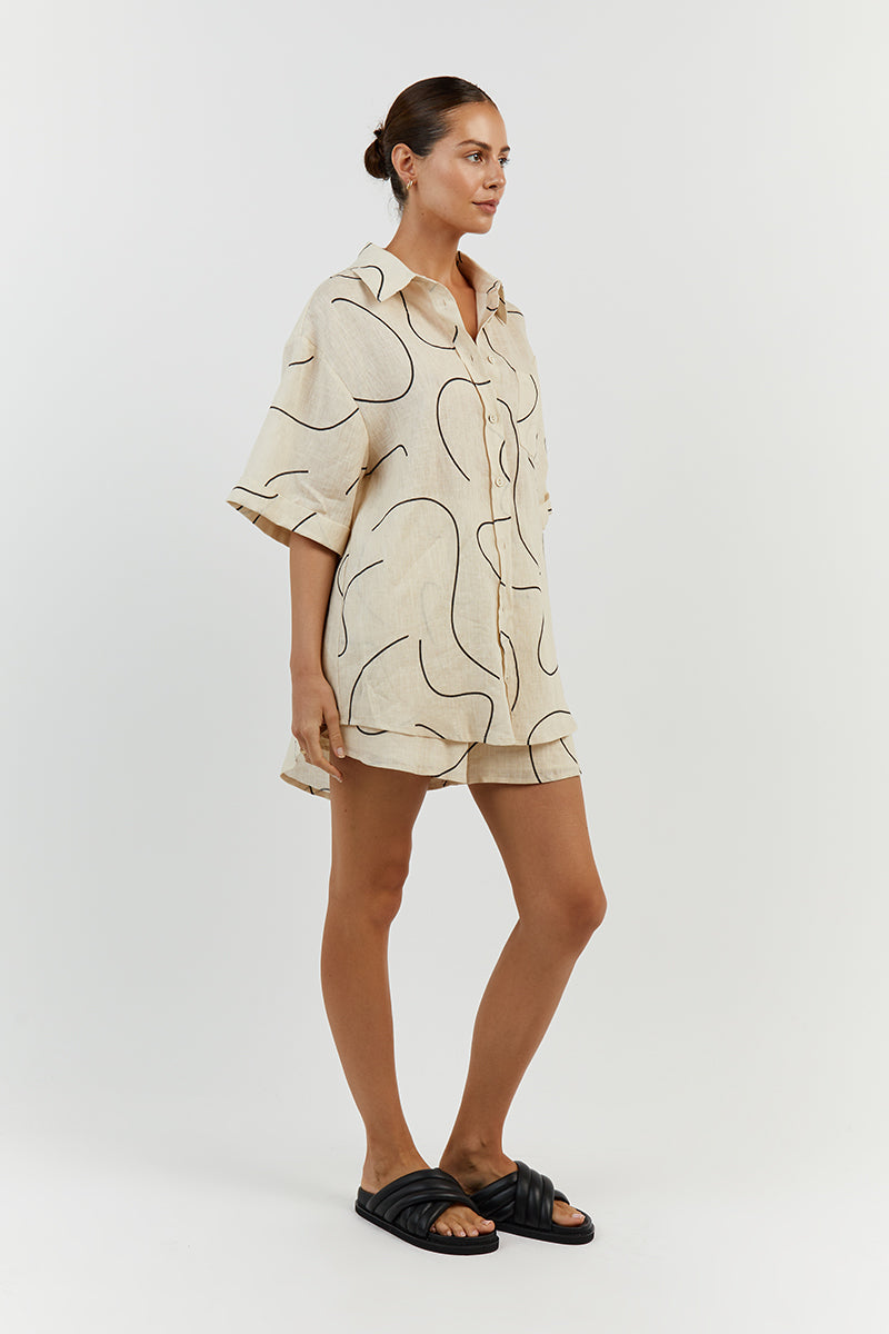 LUNA CREAM LINEN SCOOPED SHORT