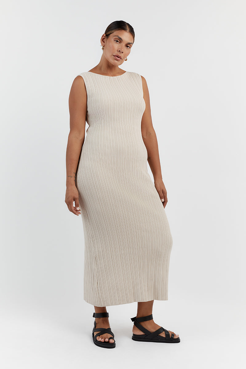 SIENNA STONE KNIT MIDI DRESS