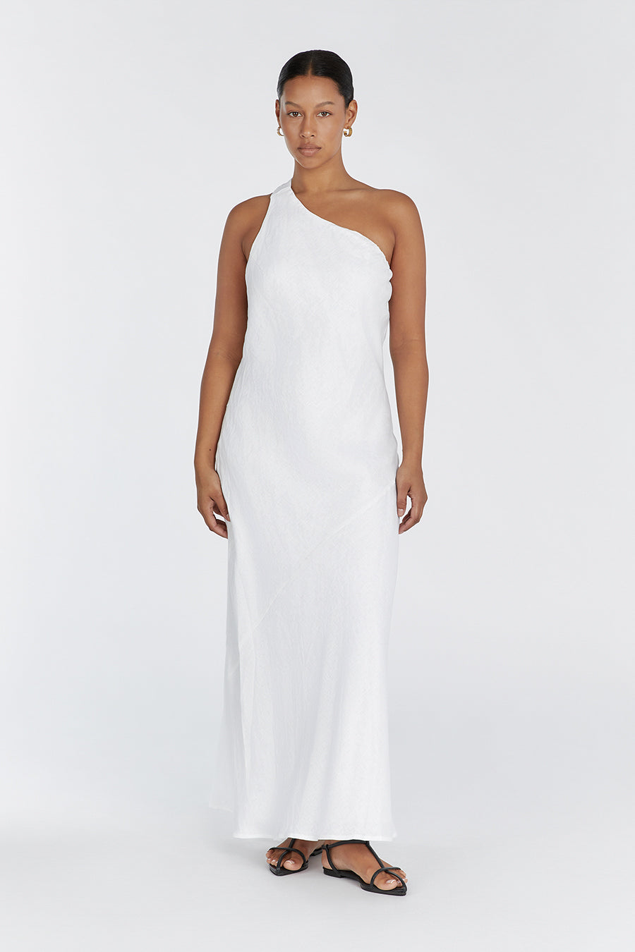 ADDISON WHITE LINEN AYSM MAXI DRESS
