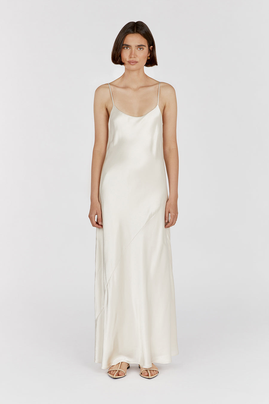 MYA CREAM SATIN SLIP MAXI DRESS