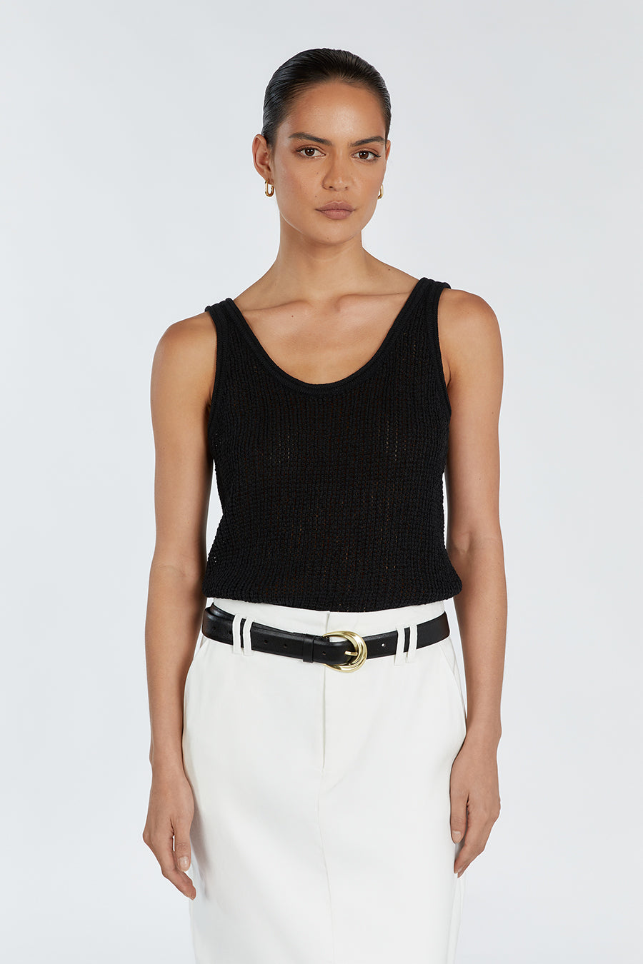 MARGOT BLACK SCOOP KNIT TANK