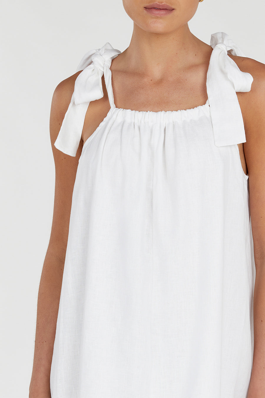 SAYLOR WHITE BOW LINEN MAXI DRESS