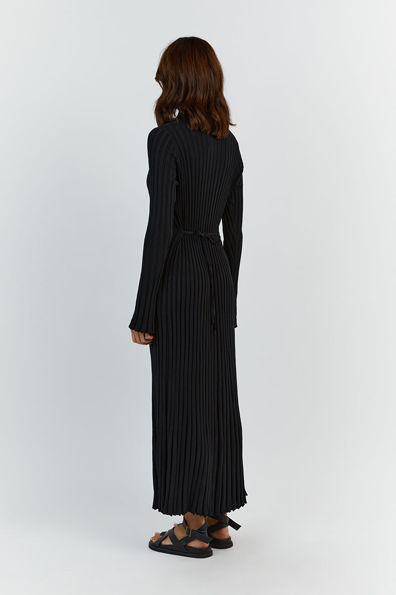ADA BLACK LONG SLEEVE MIDI DRESS