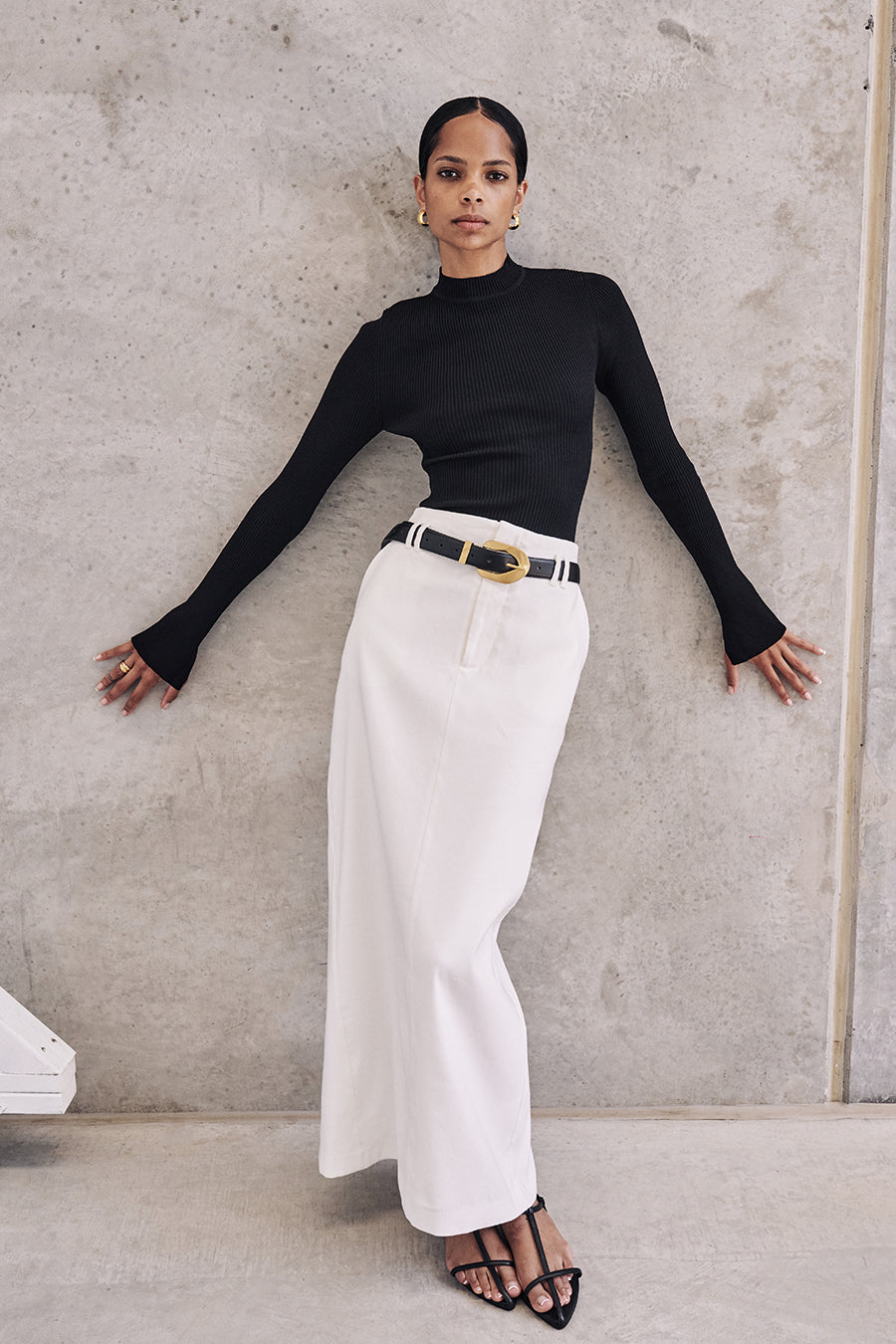 LUCCA MILK MIDI SKIRT