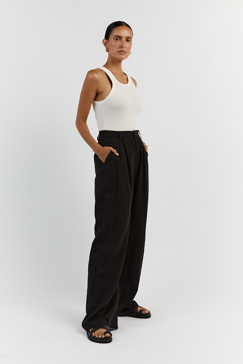 AMELIA BLACK LINEN BLEND PANT