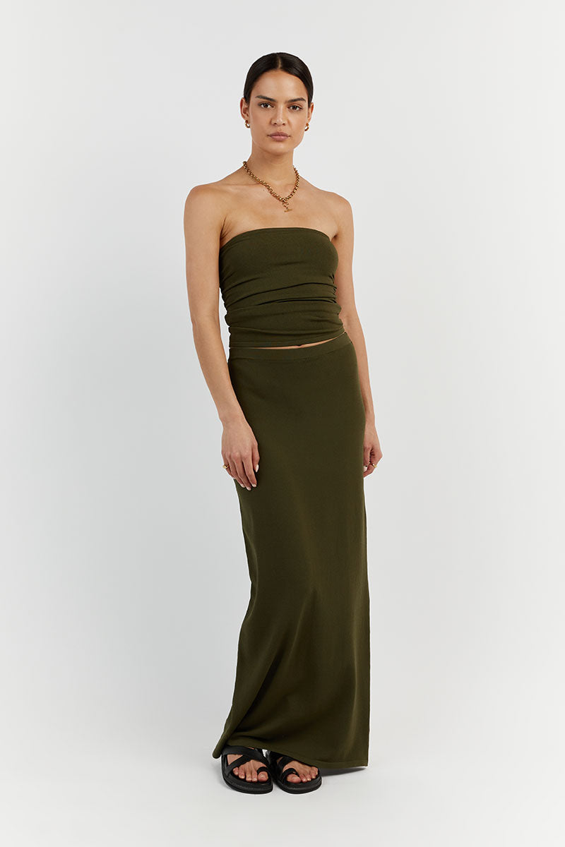CARRIE OLIVE BANDEAU KNIT TOP