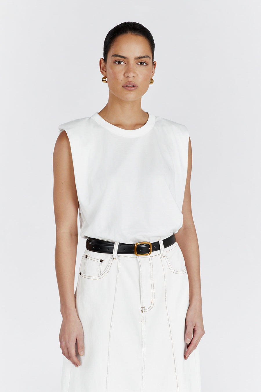 AIDEN OFF WHITE MUSCLE TANK