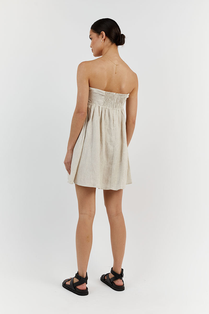 LEXI NATURAL LINEN MINI DRESS