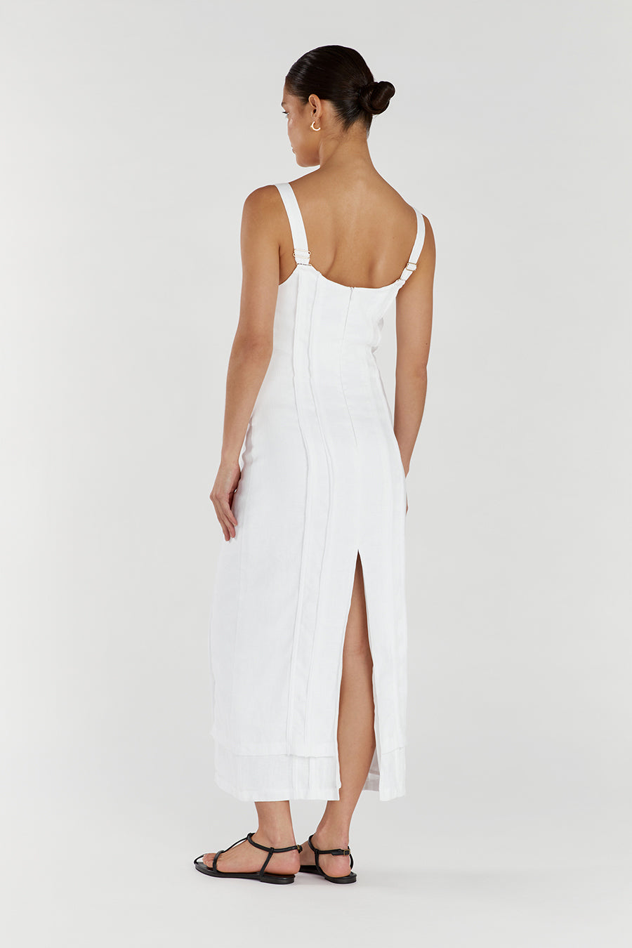 DULCE WHITE LINEN MIDI DRESS