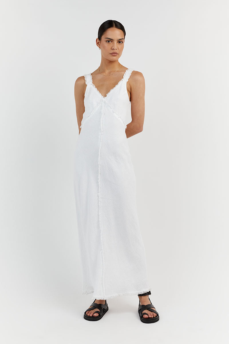 GEORGIE WHITE LINEN MIDI DRESS