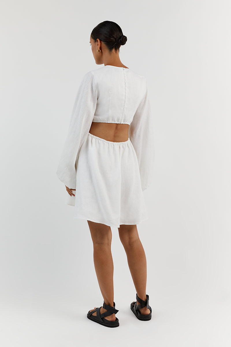 MOLLY WHITE LINEN MINI DRESS