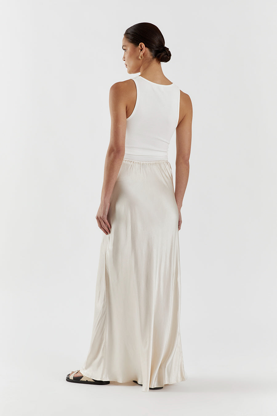 BLOOM PEARL SATIN MIDI SKIRT