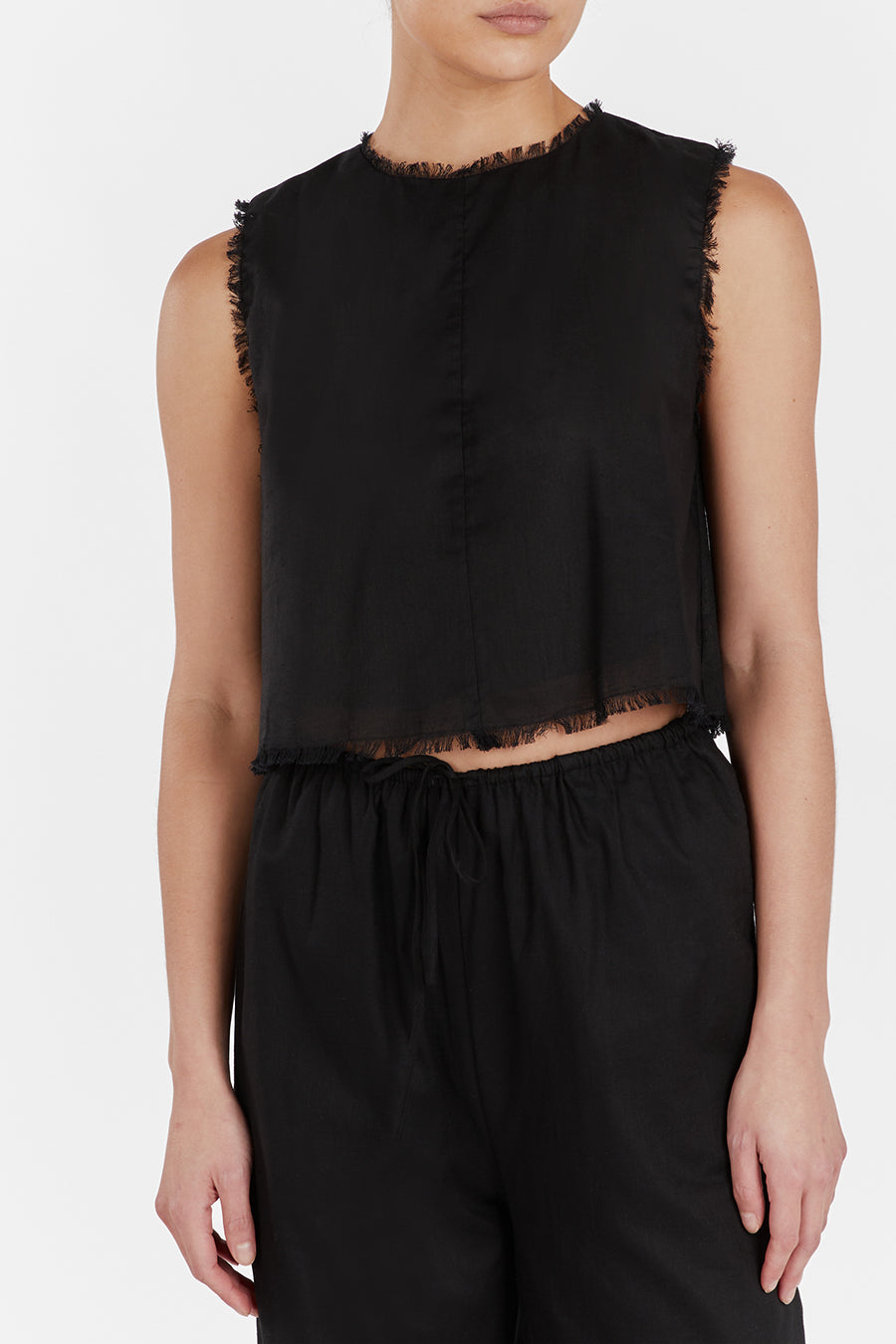 NOVA BLACK LIGHT WEIGHT LINEN TOP