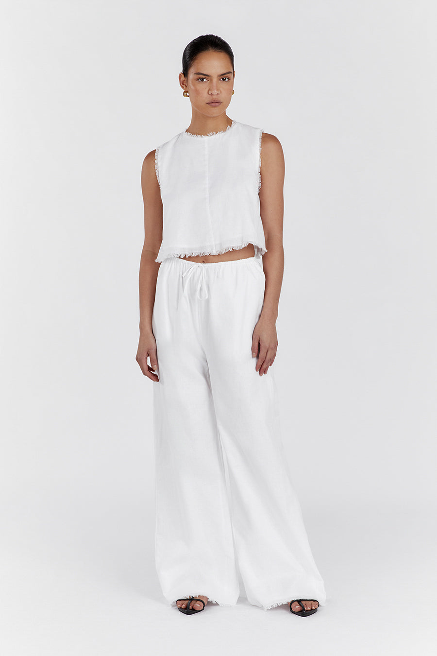 NOVA WHITE LIGHT WEIGHT LINEN TOP