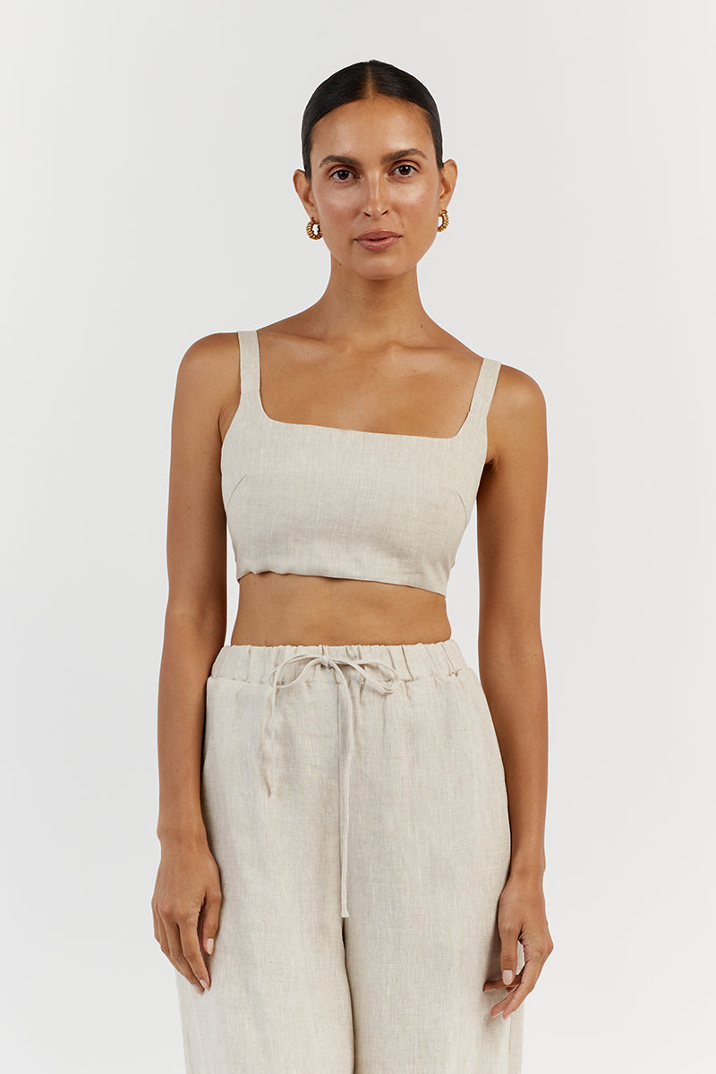 PENNY NATURAL LINEN CROP TOP