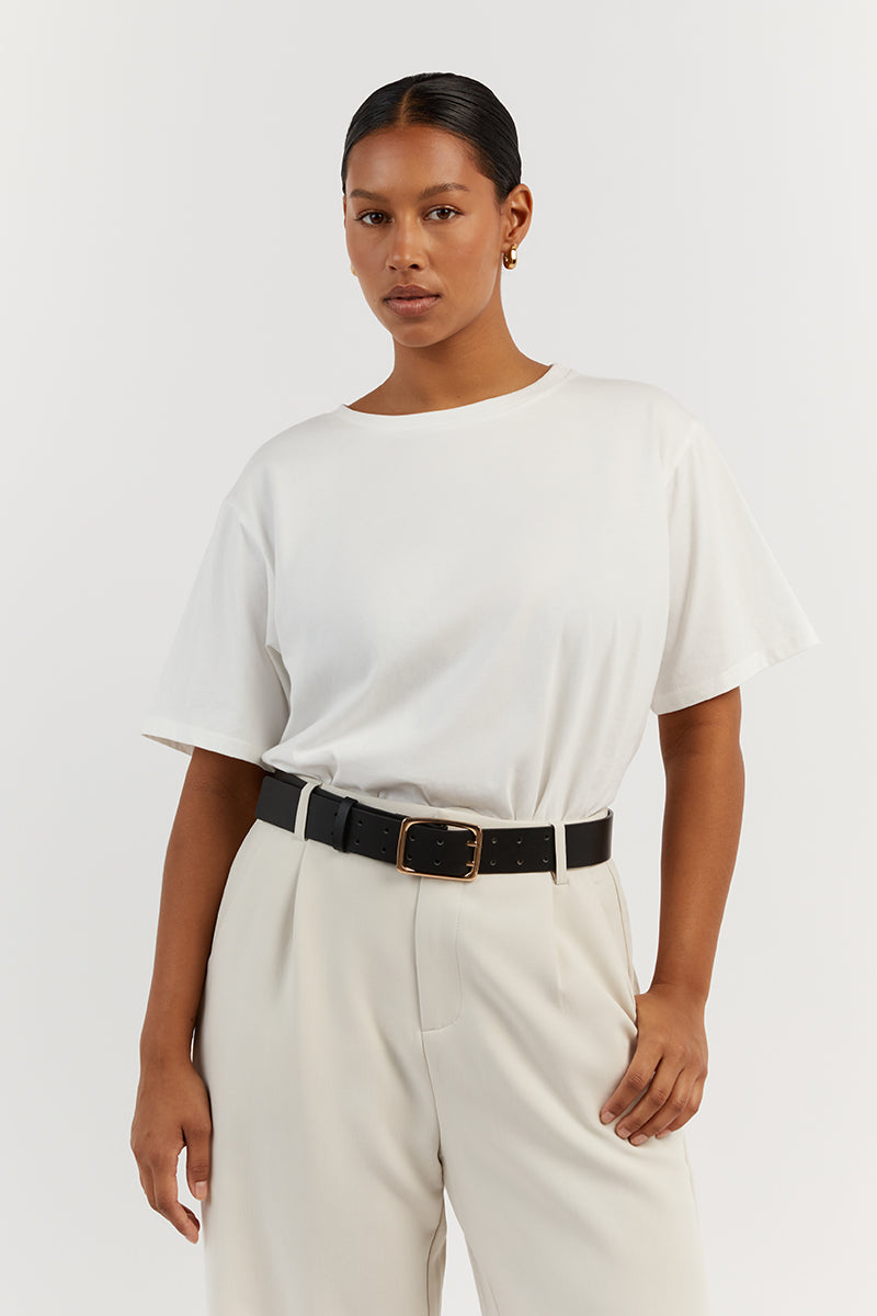 CHARLOTTE OFF WHITE CREW NECK TEE