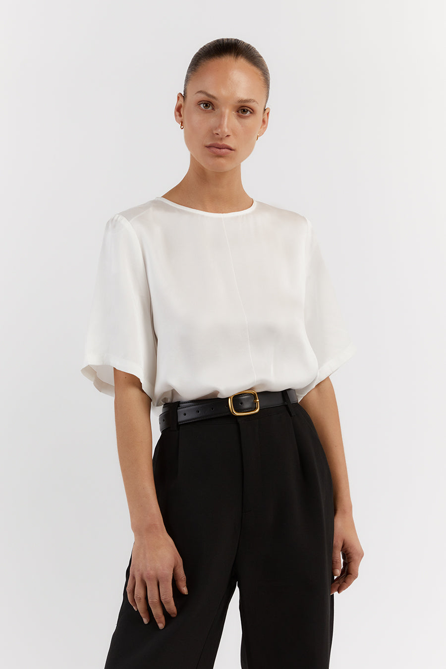 LAYLA WHITE SILK TEE