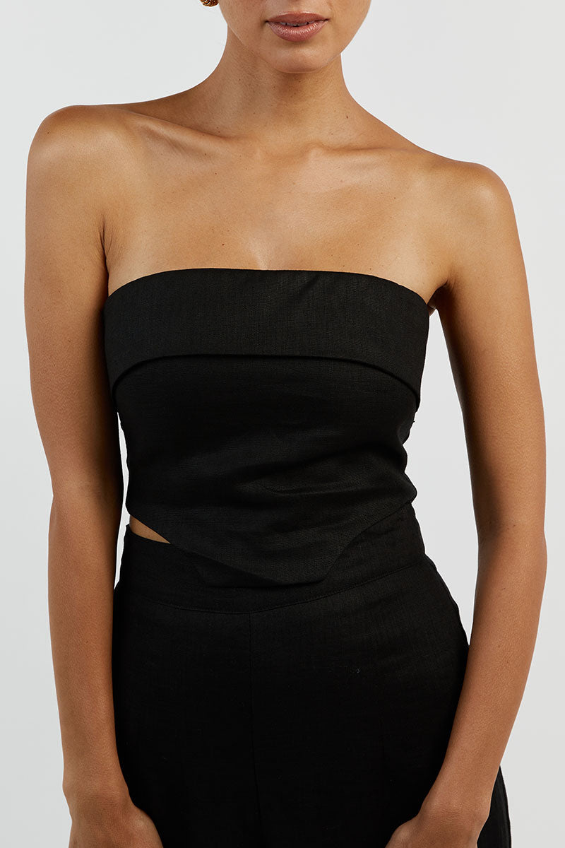 LILY BLACK LINEN CORSET