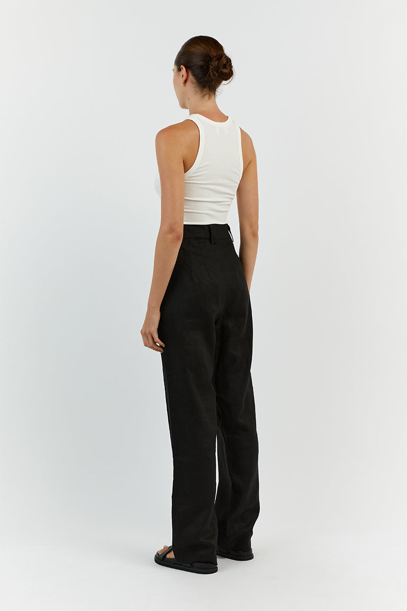 LOGAN BLACK LINEN PANT