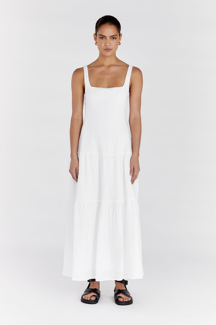 CAMILLE WHITE LINEN MAXI DRESS