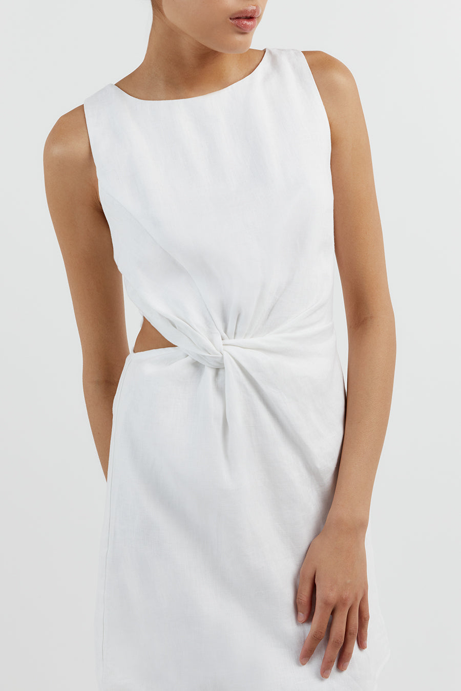 LEILANI WHITE LINEN MINI DRESS